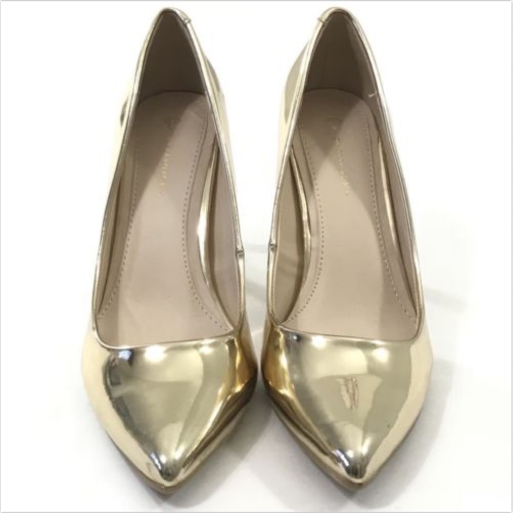 FARYLROBIN Stiletto Heels Gold Closed Toe NEW 6.5 - Picture 2 of 6